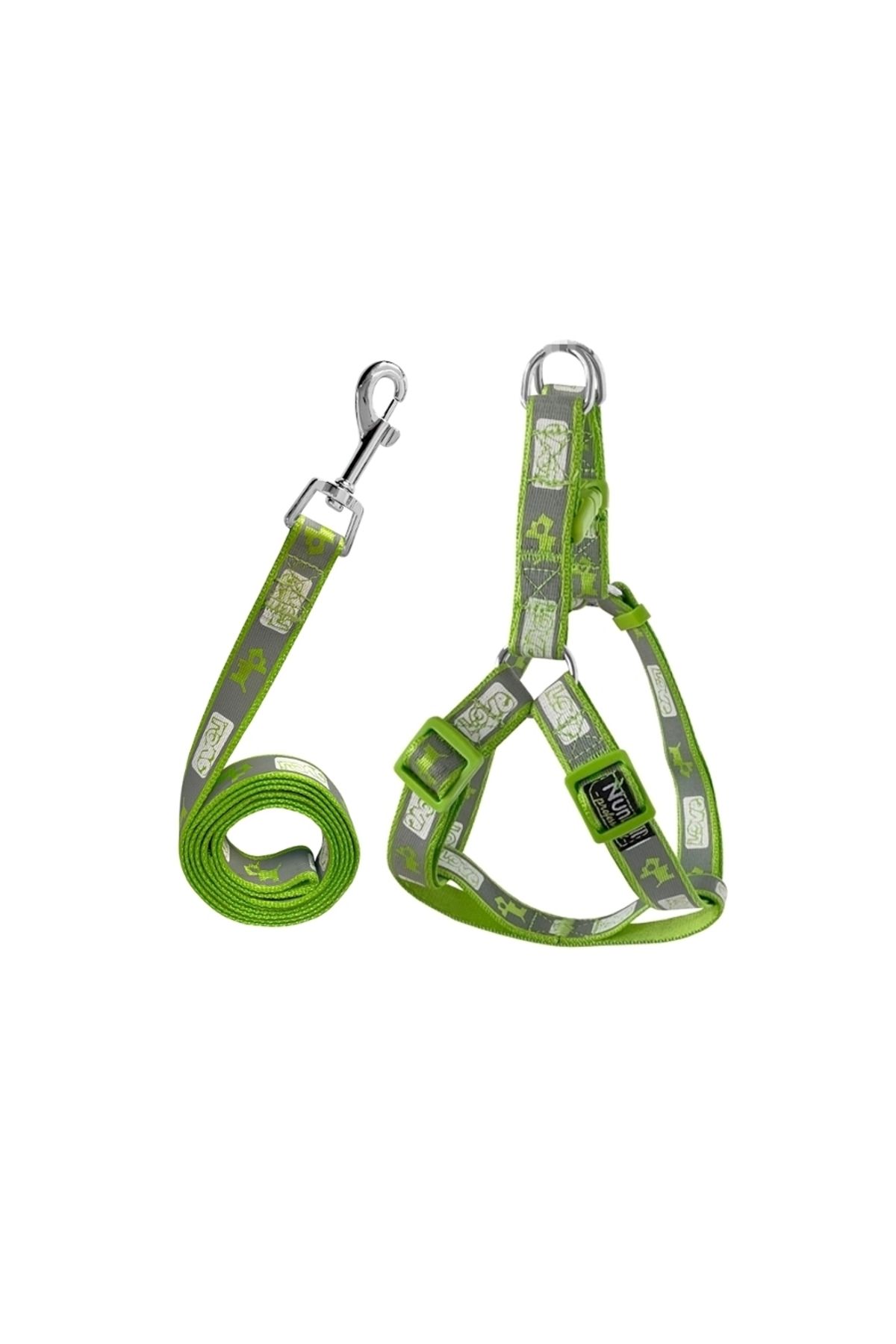 OEM Köpek Göğüs Tasma Seti Köpek Desenli 120 cm-34 cm-47 cm Yeşil