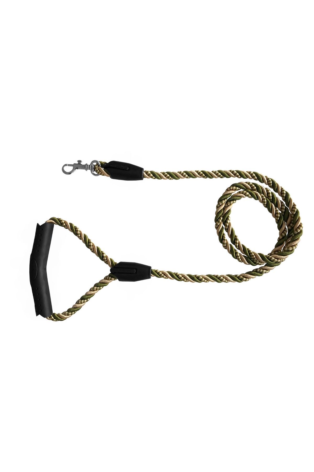 FAYMEM GLOBAL Üçlü Sarmallı Köpek Gezdirme Halatı 1 cm-120 cm Yeşil Krem