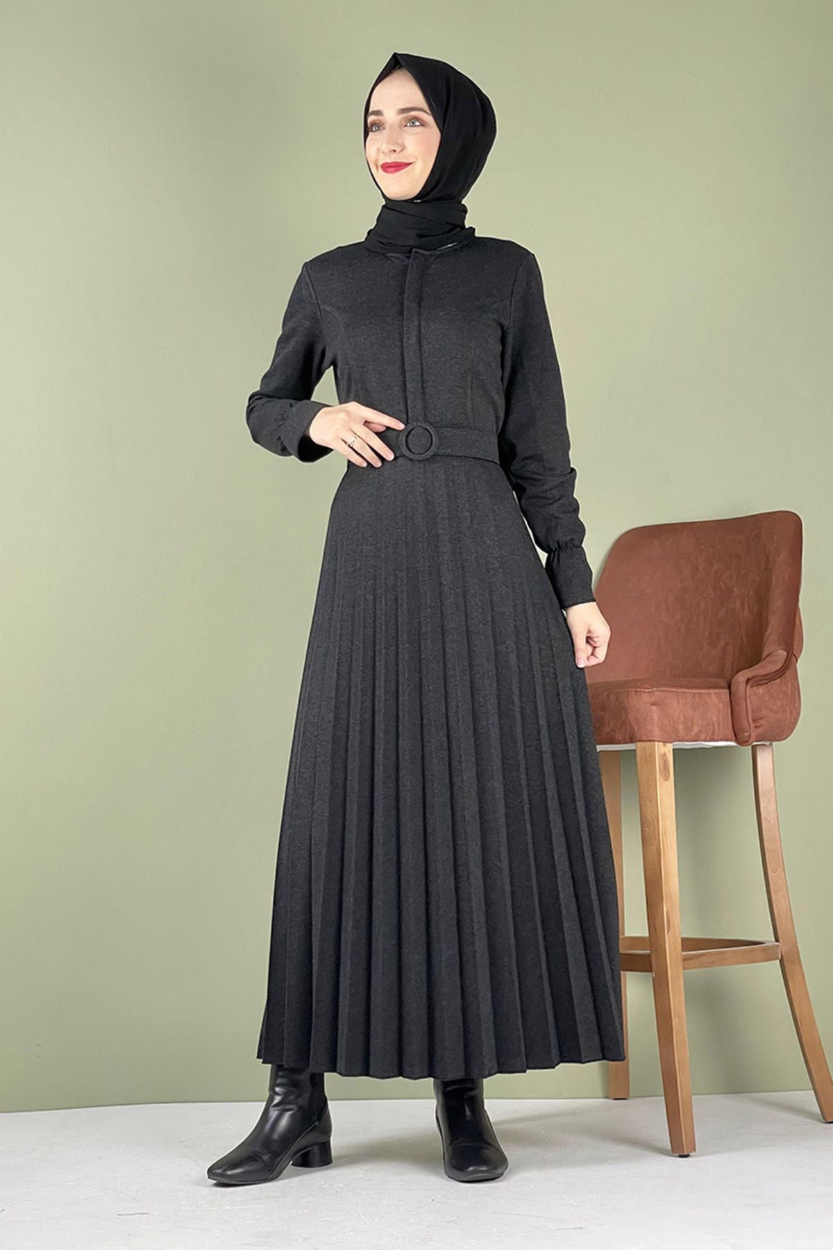 COXO Fashion`S Moda Çizgi Hijab Dress