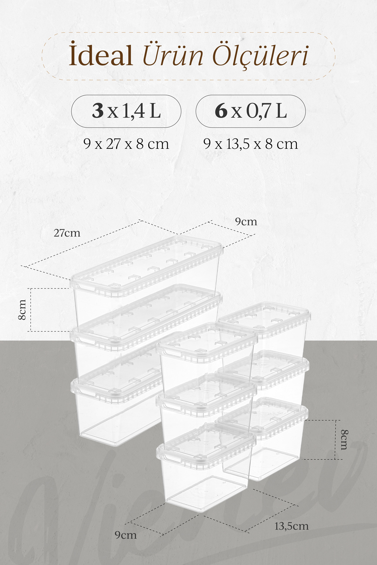 Vienev-Clear 9-Block Refrigerator and Deep Freezer Leak-Proof Storage Container - 1.4 Lt-0.7 Lt 5