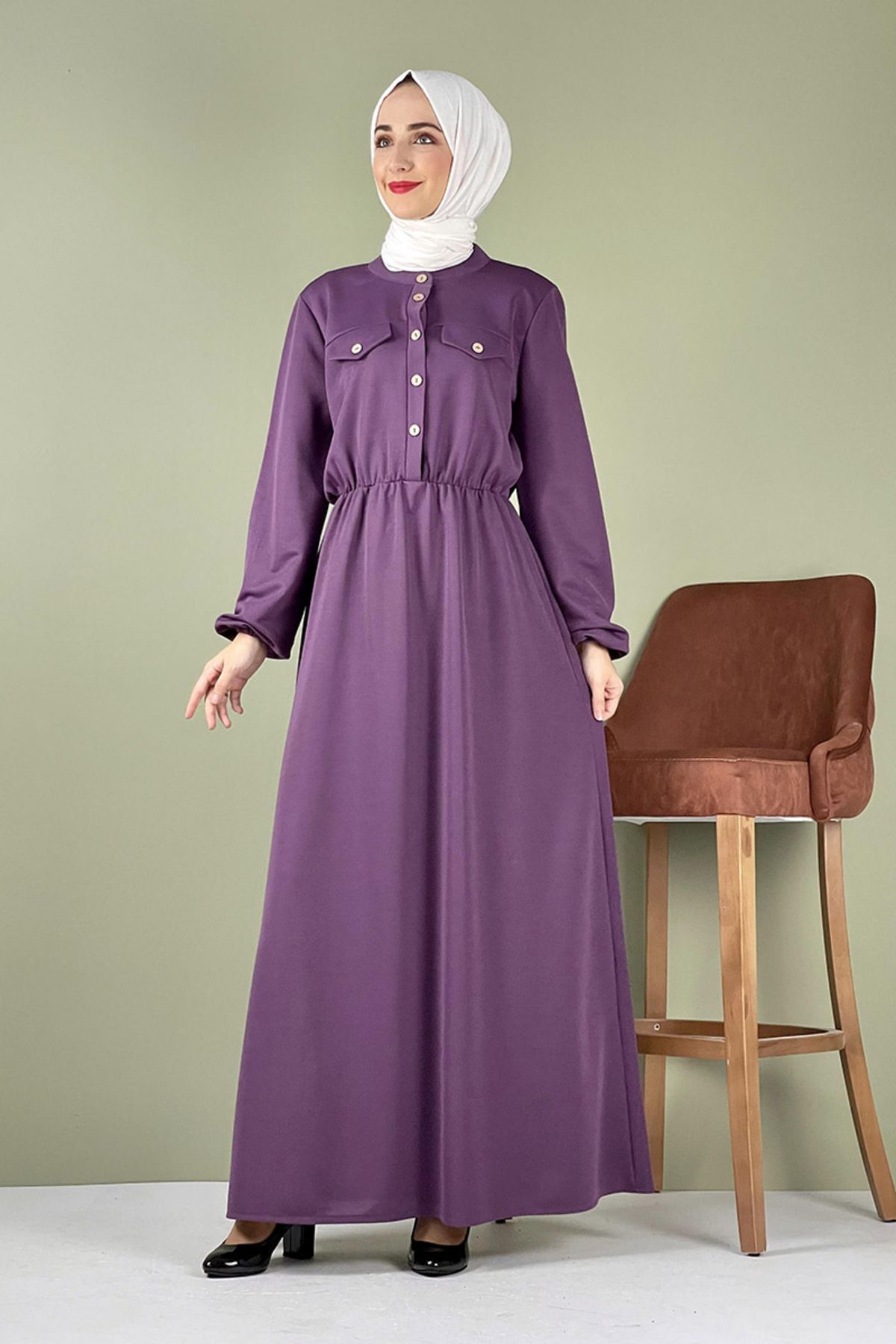 COXO Fashion`S Moda Çizgi Hijab Dress