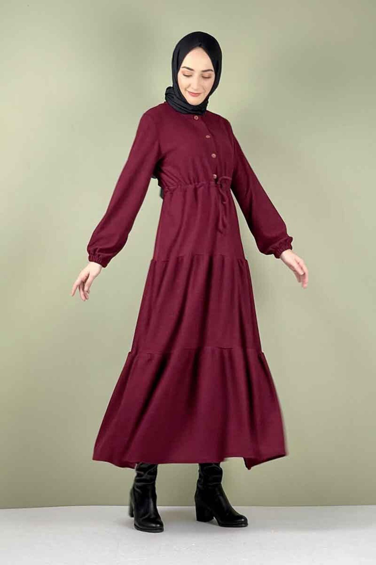 COXO Fashion`S Moda Çizgi Hijab Dress