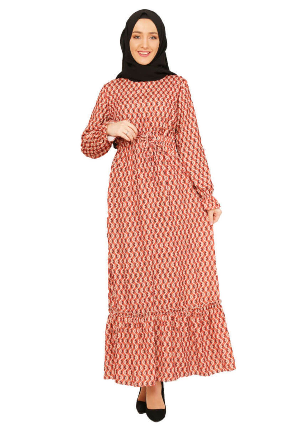COXO Fashion`S Moda Çizgi Hijab Dress