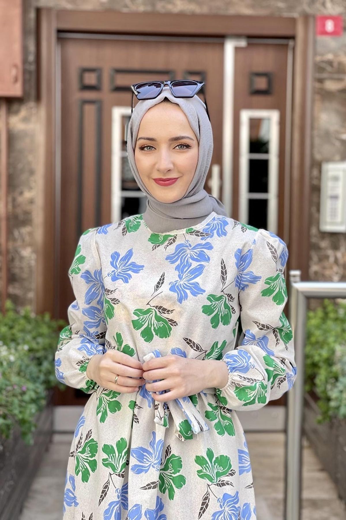 COXO Fashion`S Moda Çizgi Hijab Dress