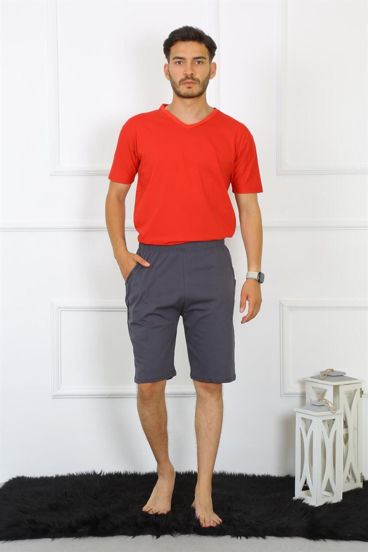 COXO Fashion`S Moda Çizgi Men's Cotton Smoked Capri 27480