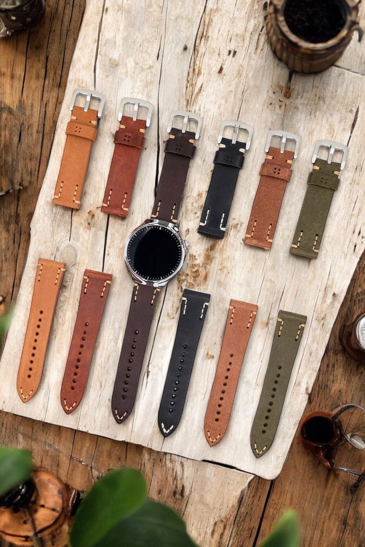Minval Craft-Huawei Watch Leather Band GT4 GT3 Pro Elite Active GT2 43mm 42mm 41mm Compatible 20mm Women Men Strap 7