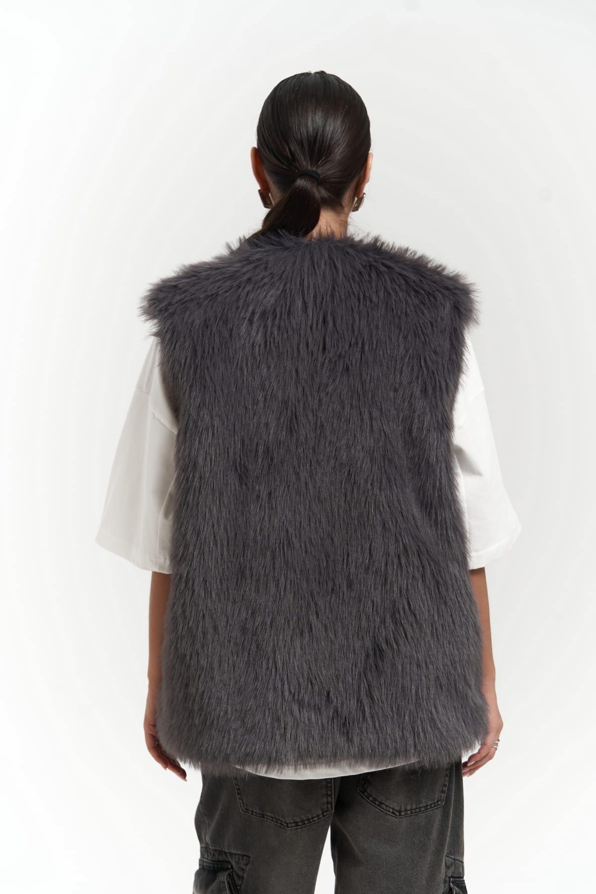 MAİ COLLECTİON-Plush Anthracite Vest 4