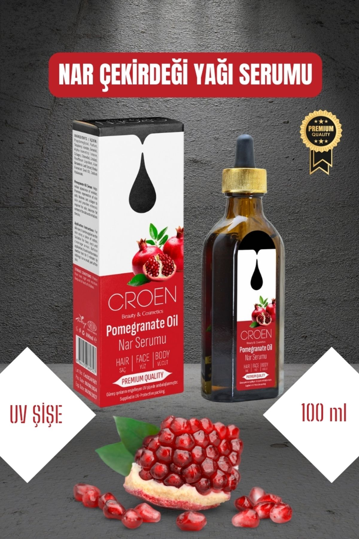 Nar Çekirdeği Yağı Serumu 100 ml Premium Yüz, Vücut, Saç, El