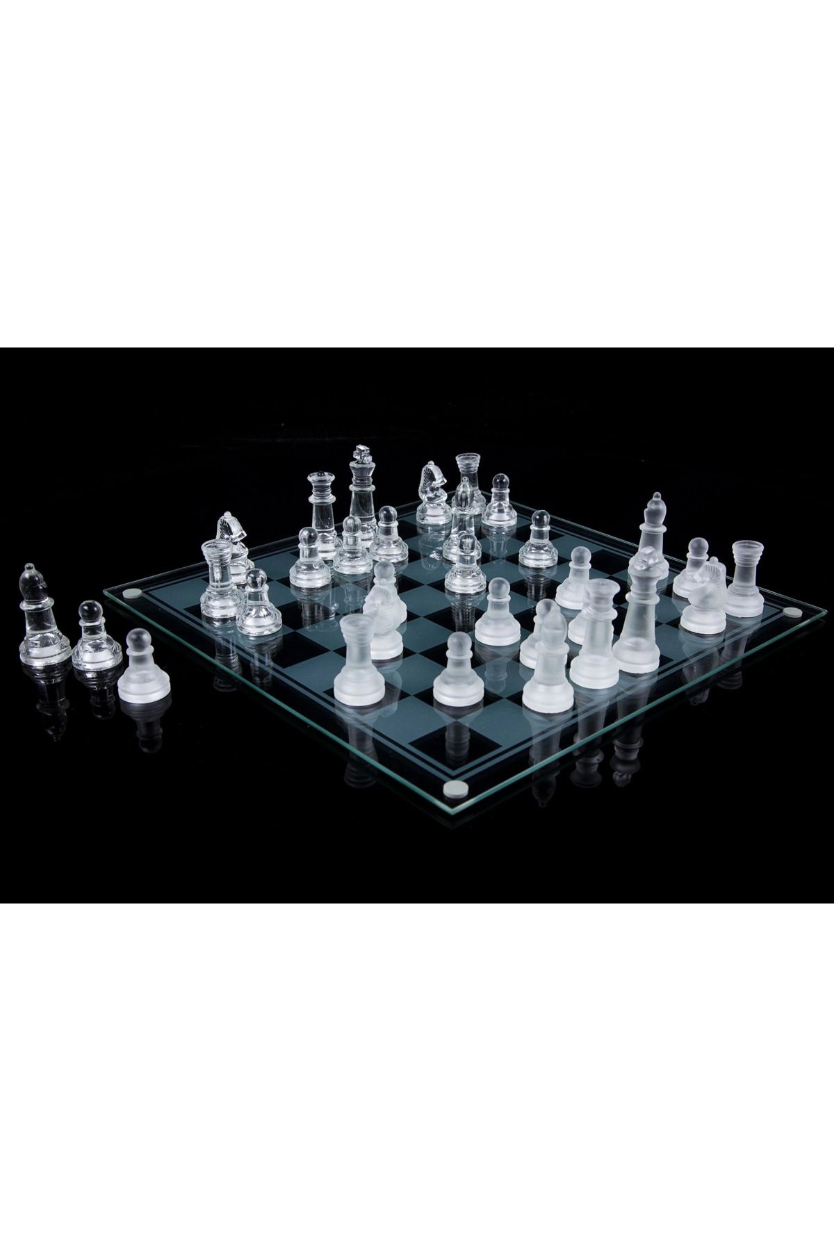 MOONFER Glass Chess Cam Satranç Takımı (25 Cm X 25 Cm)