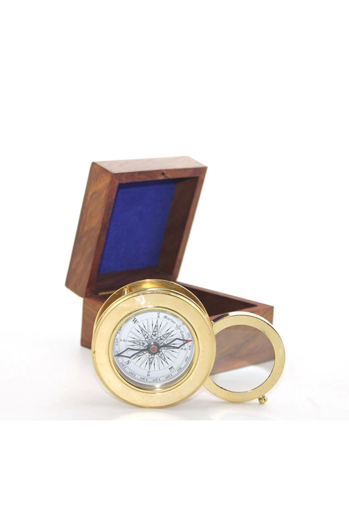 Goldhouse Ahşap Kutulu Pirinç Mercekli Pusula 16040