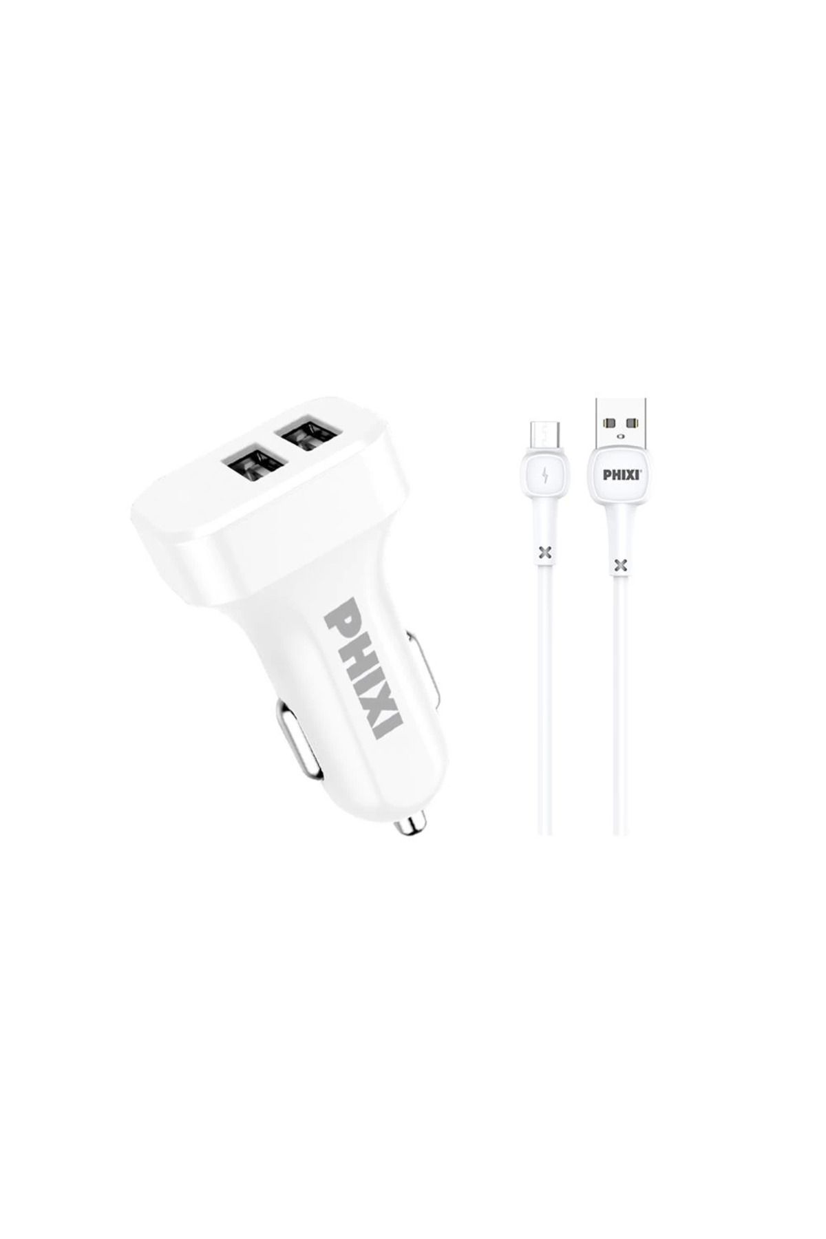 YNT İthalat Pcc511m Basic 2.1a Çift Çıkışlı Micro Usb Kablolu Araç Şarj Cihazı