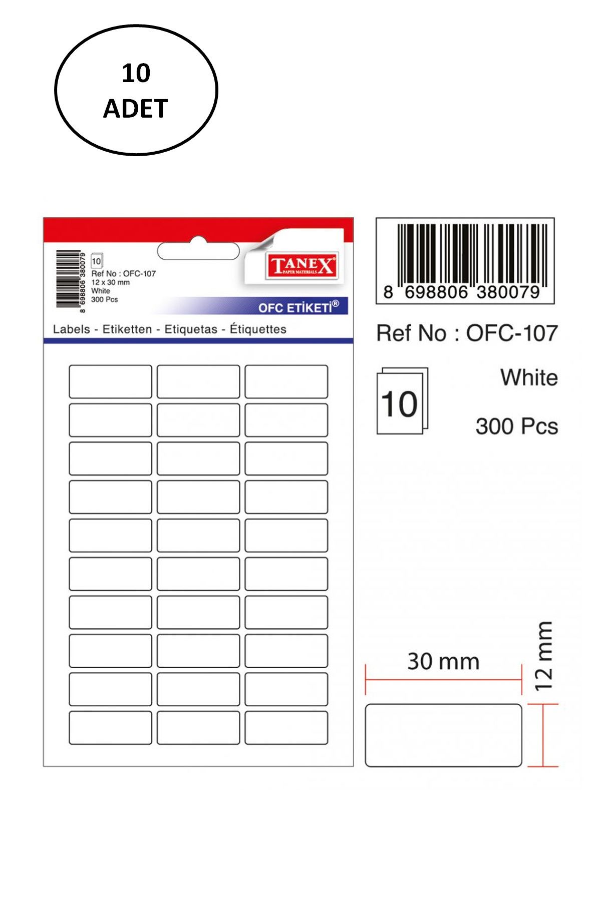 biltekno Tanex Ofc 107 Ofis Etiketi 10 Adet