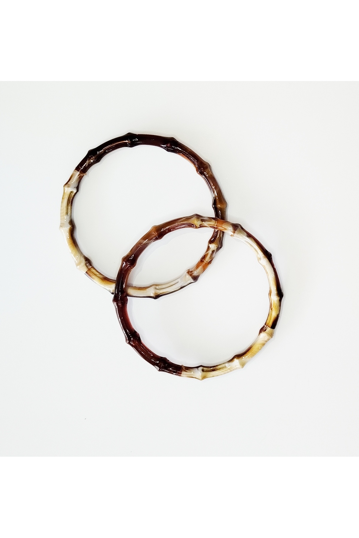 TıkTık AL Plastik Ahşap Bambu Görünümlü Kahve Ebruli yuvarlak Model Çanta Sapı ( Kulp )