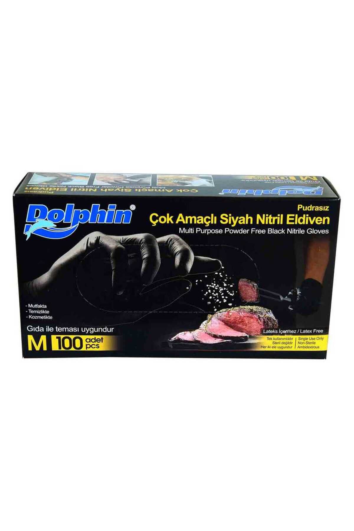 OEM Pudrasız Siyah Nitril Eldiven Orta Boy (M) 100 Lü Paket