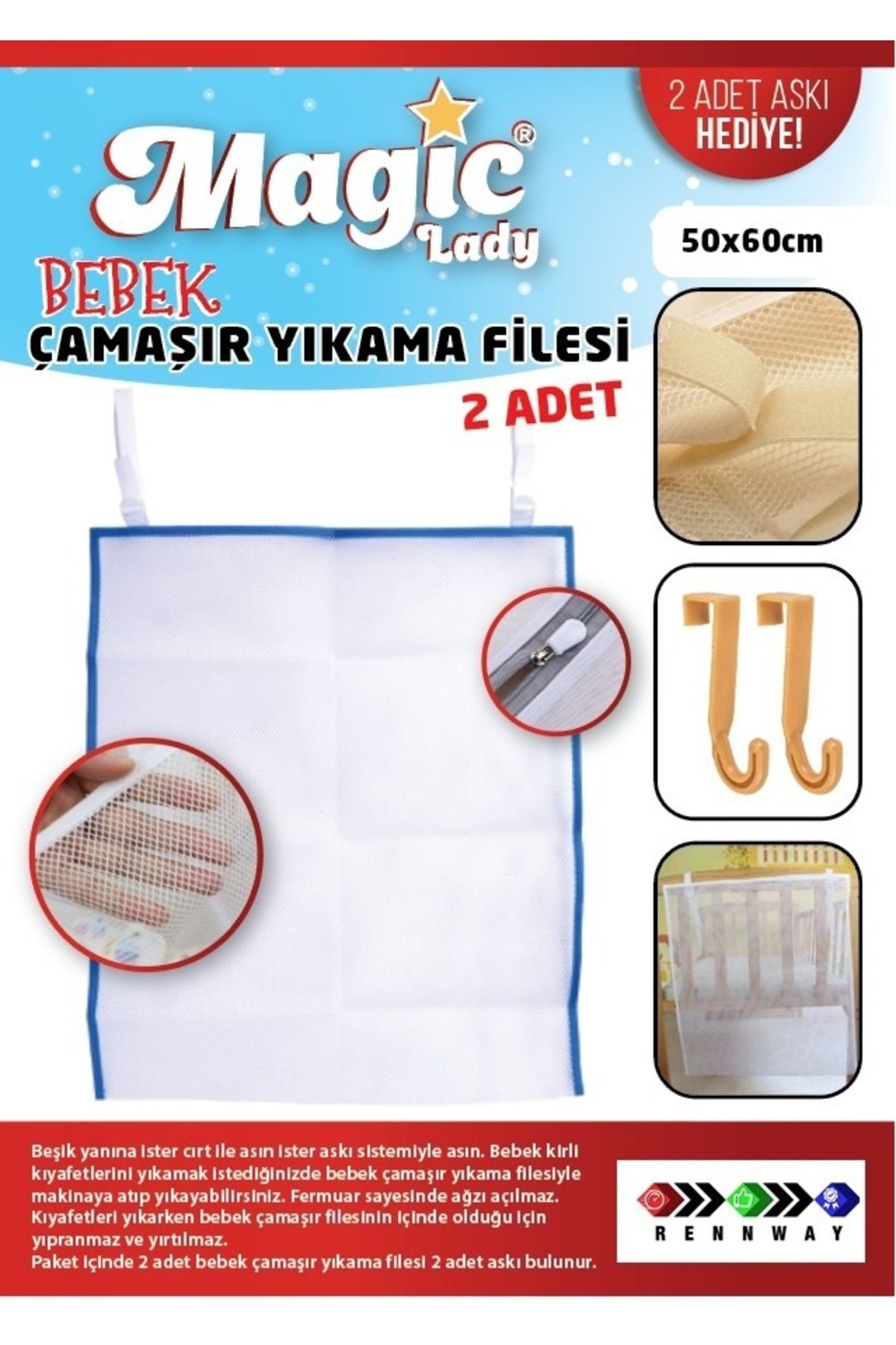 Angoravi Bebek Çamaşır Filesi 2li Set