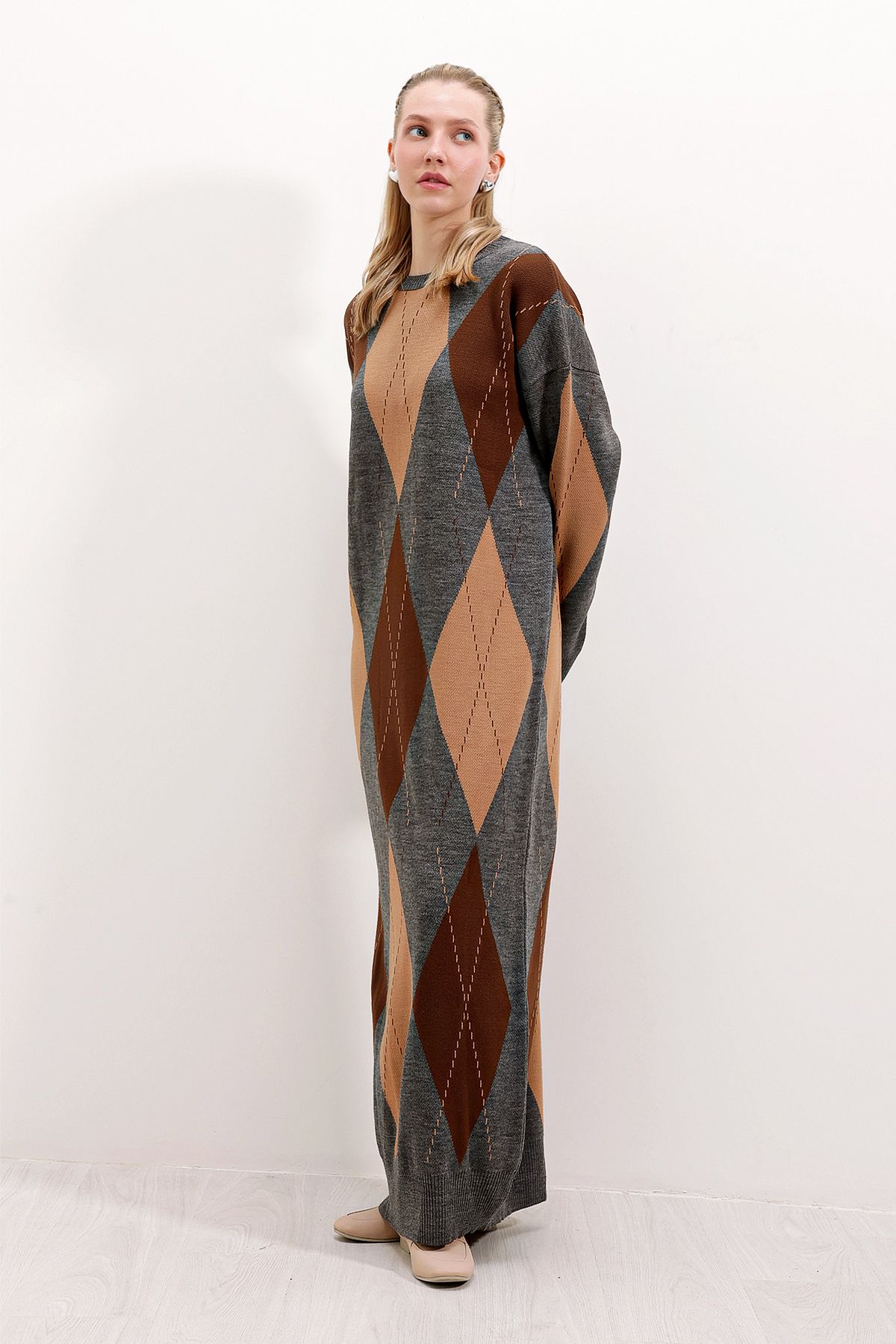 Bigdart-15861 Langes Strickkleid - Grau 3