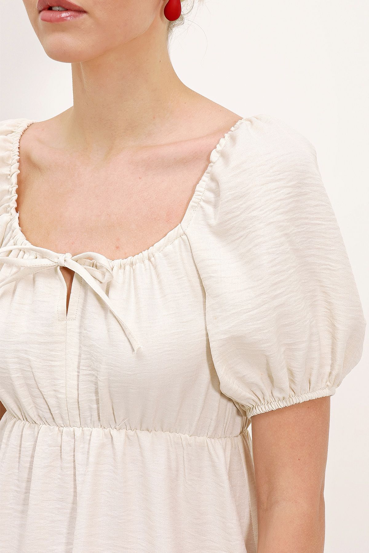 Bigdart-2351 Rochie din poplin evazat - Ecru 3