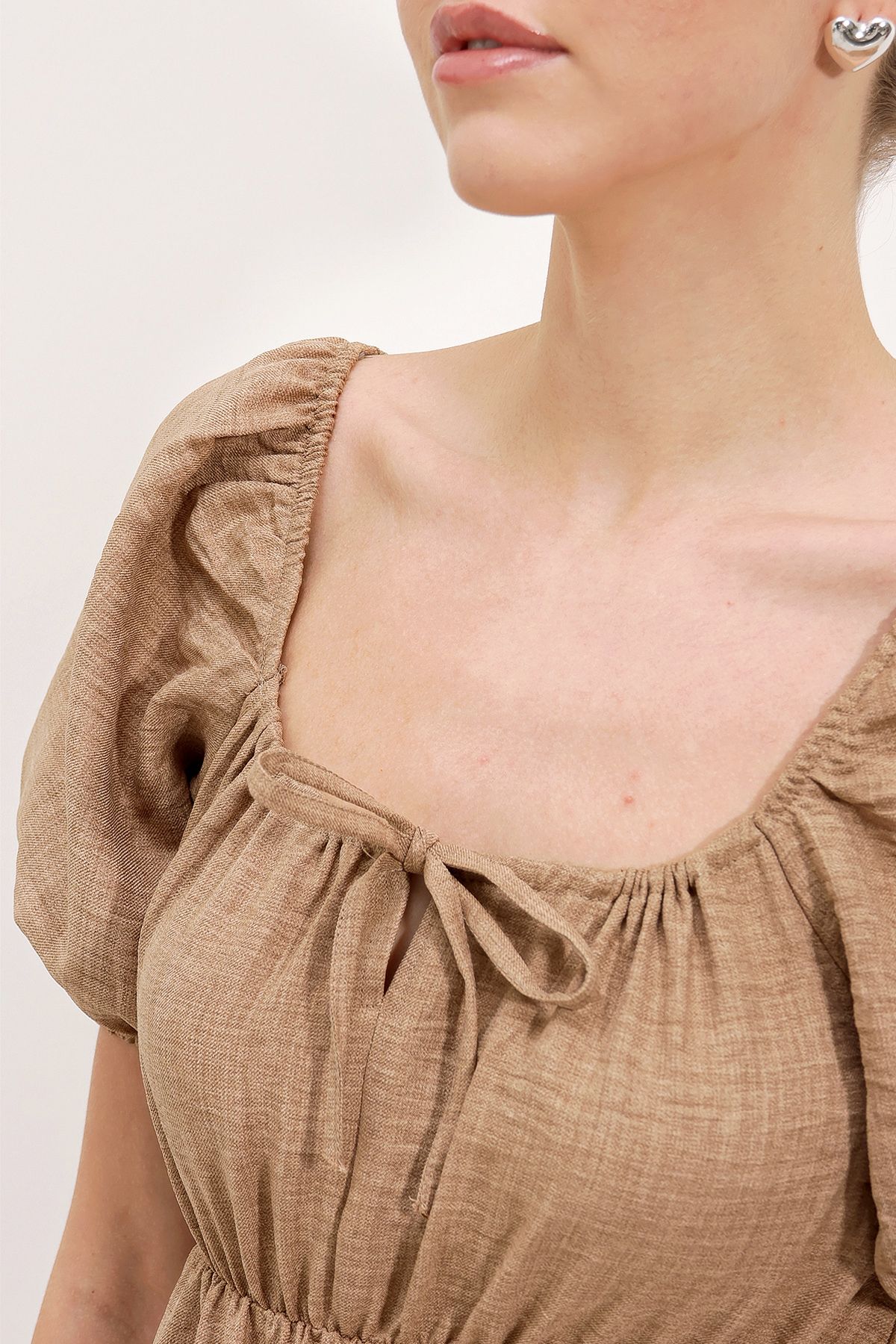 Bigdart-2351 Rochie Poplin Evazat - Camel 3