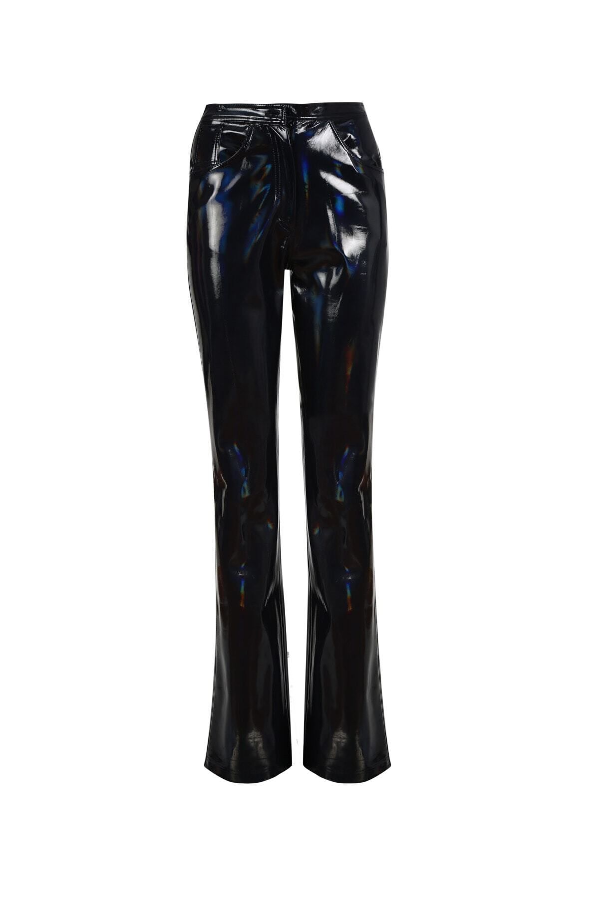 Rheme And Fons-Custom Design Couture Handcrafted Hologram High Waist Women's Trousers 3