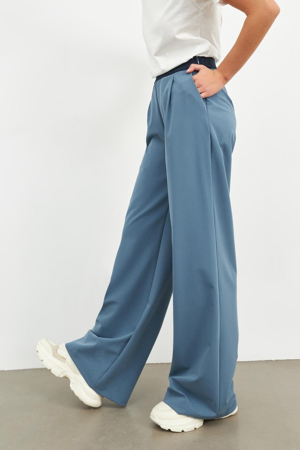 Setre-Blue Wide Cut Trousers 4