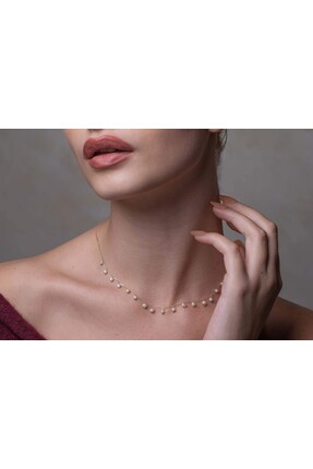 MİNİMAL Minimal Kolye Altin Incili Zincir Kolye "isabele"