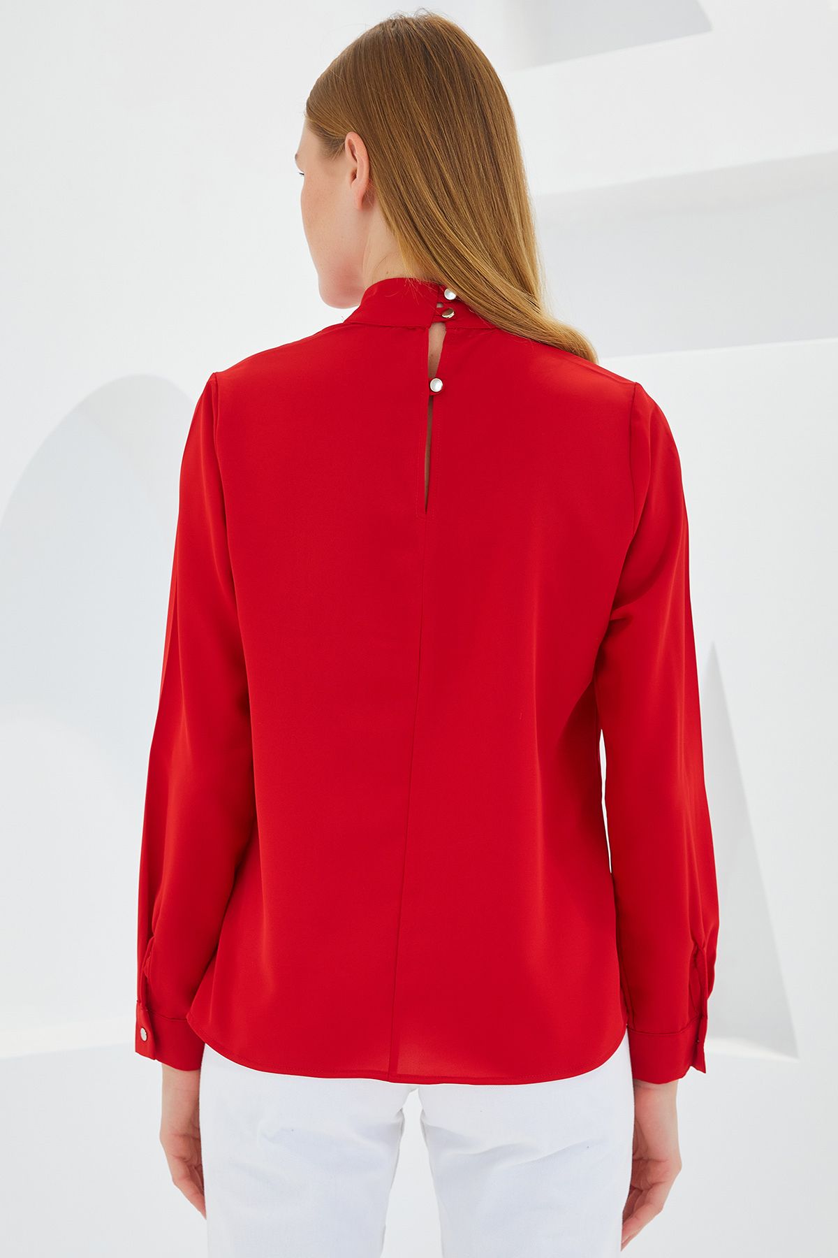 Bigdart-0418 Window Detailed Blouse - Red 4