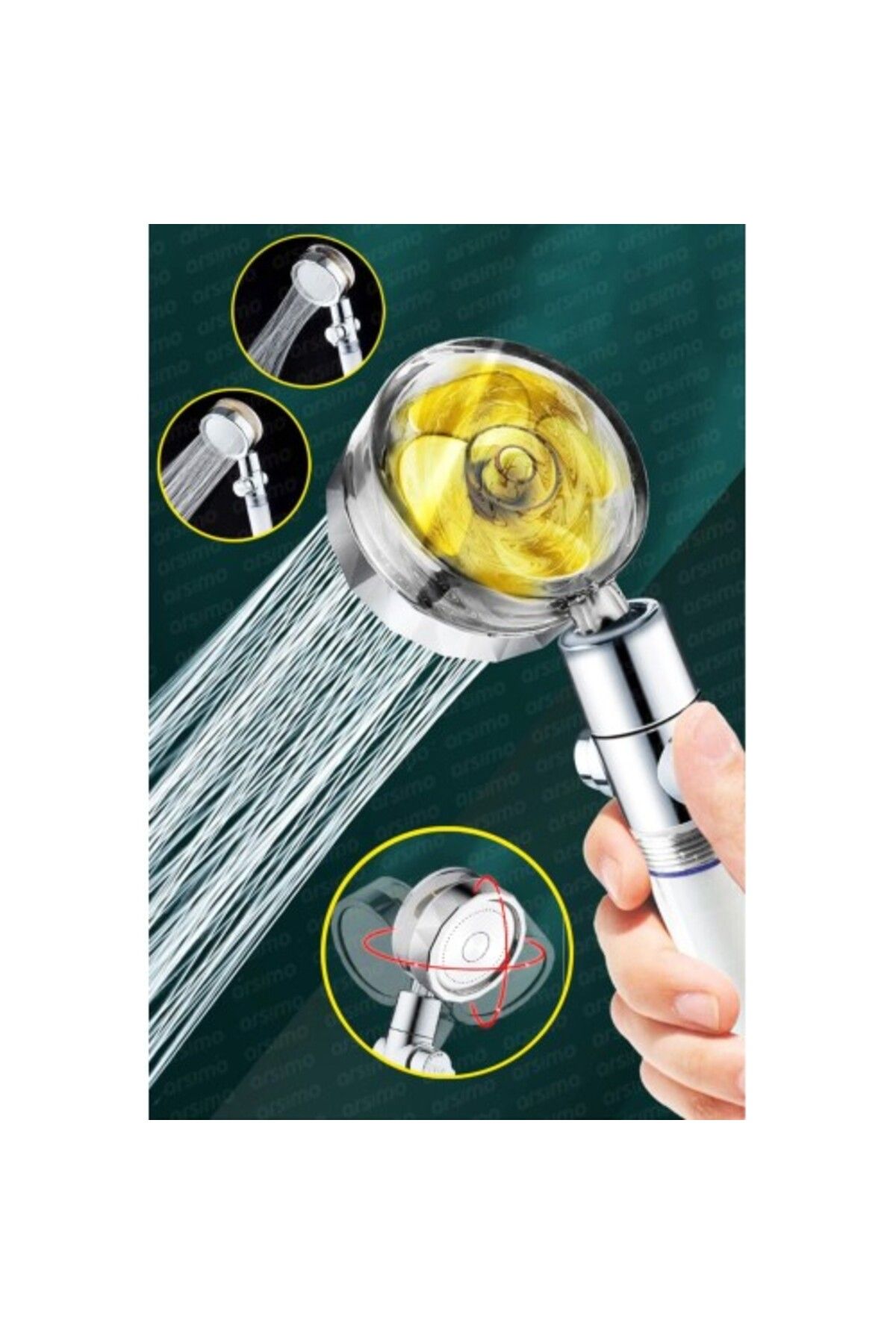 Mu Art Ahşap Duş Başlığı Turbo Pervaneli Serinletici Tasarım