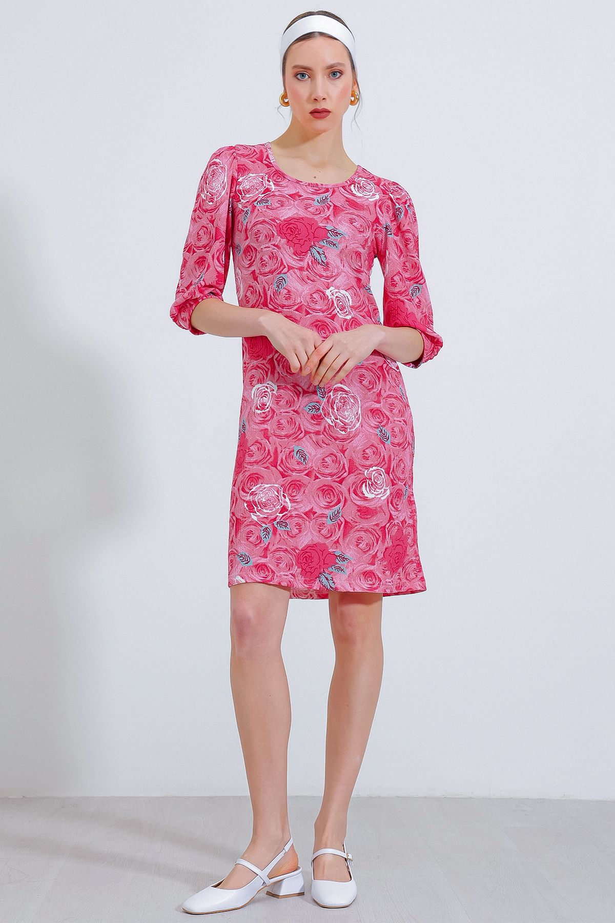 Bigdart-Midikleid mit Granatapfelrosenmuster für Damen 2477 2