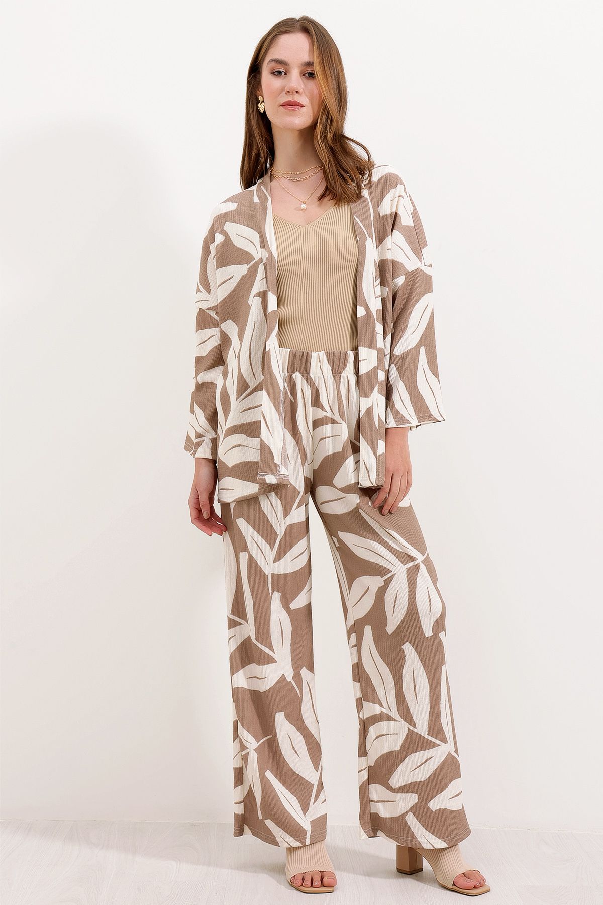 Bigdart-6582 Knitted Double Set - Beige 1