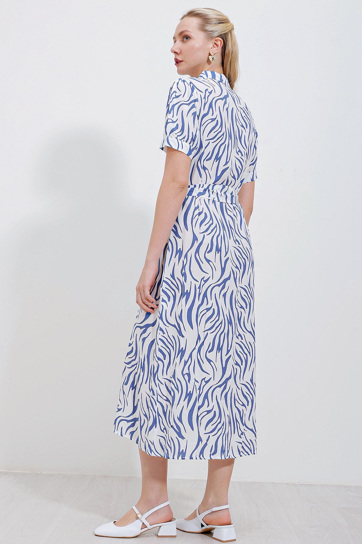 Bigdart-2213 Short Sleeve Viscose Dress - Blue 4