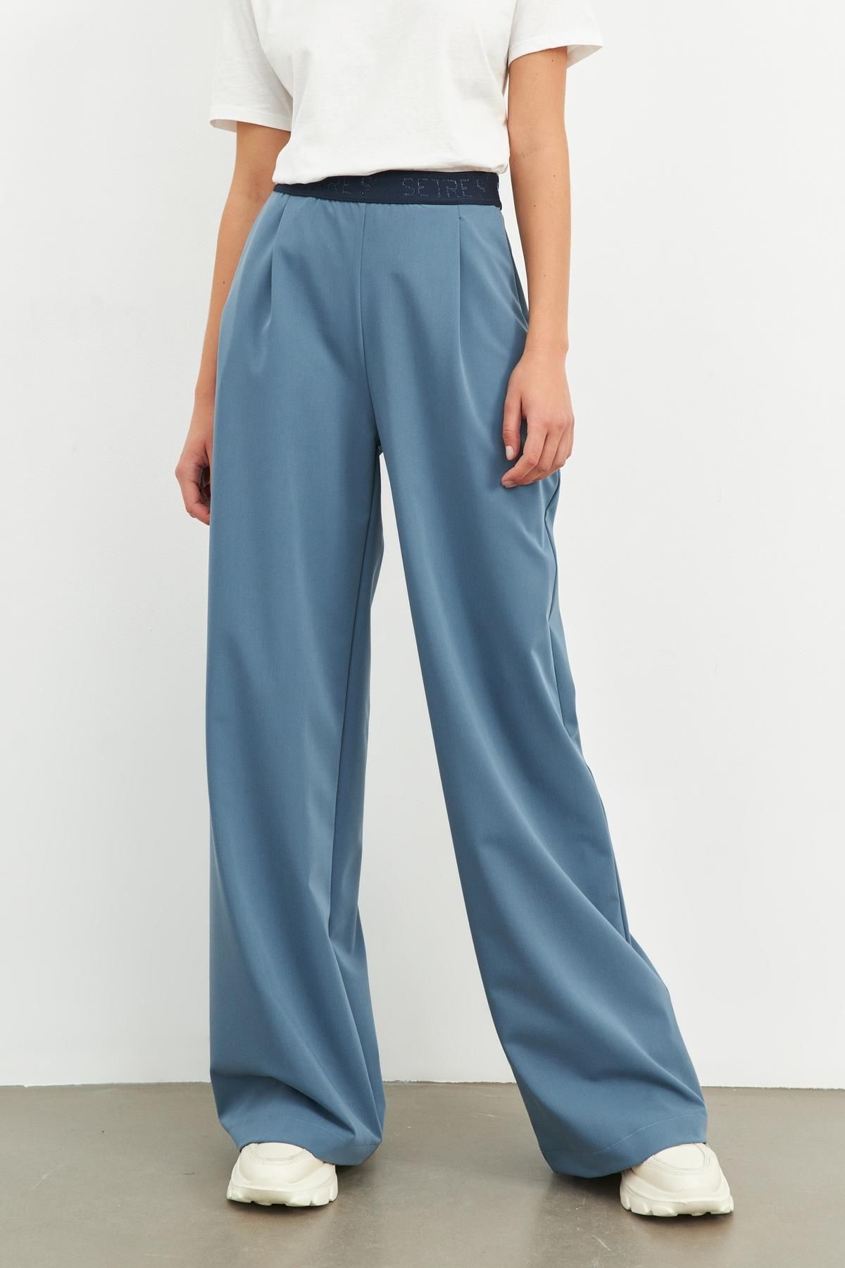 Setre-Blue Wide Cut Trousers 5