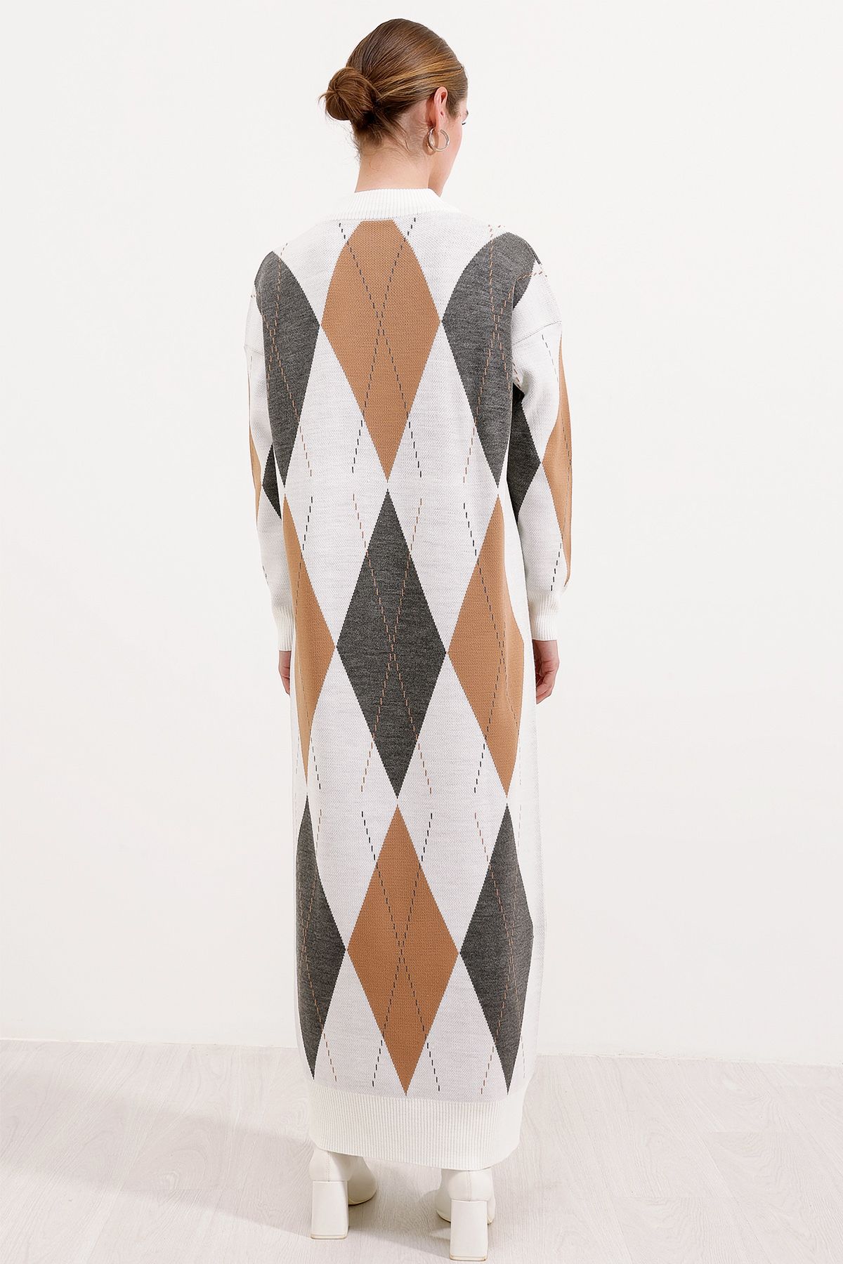 Bigdart-15839 Rochie Boydan Knitwear - C. Crem 4