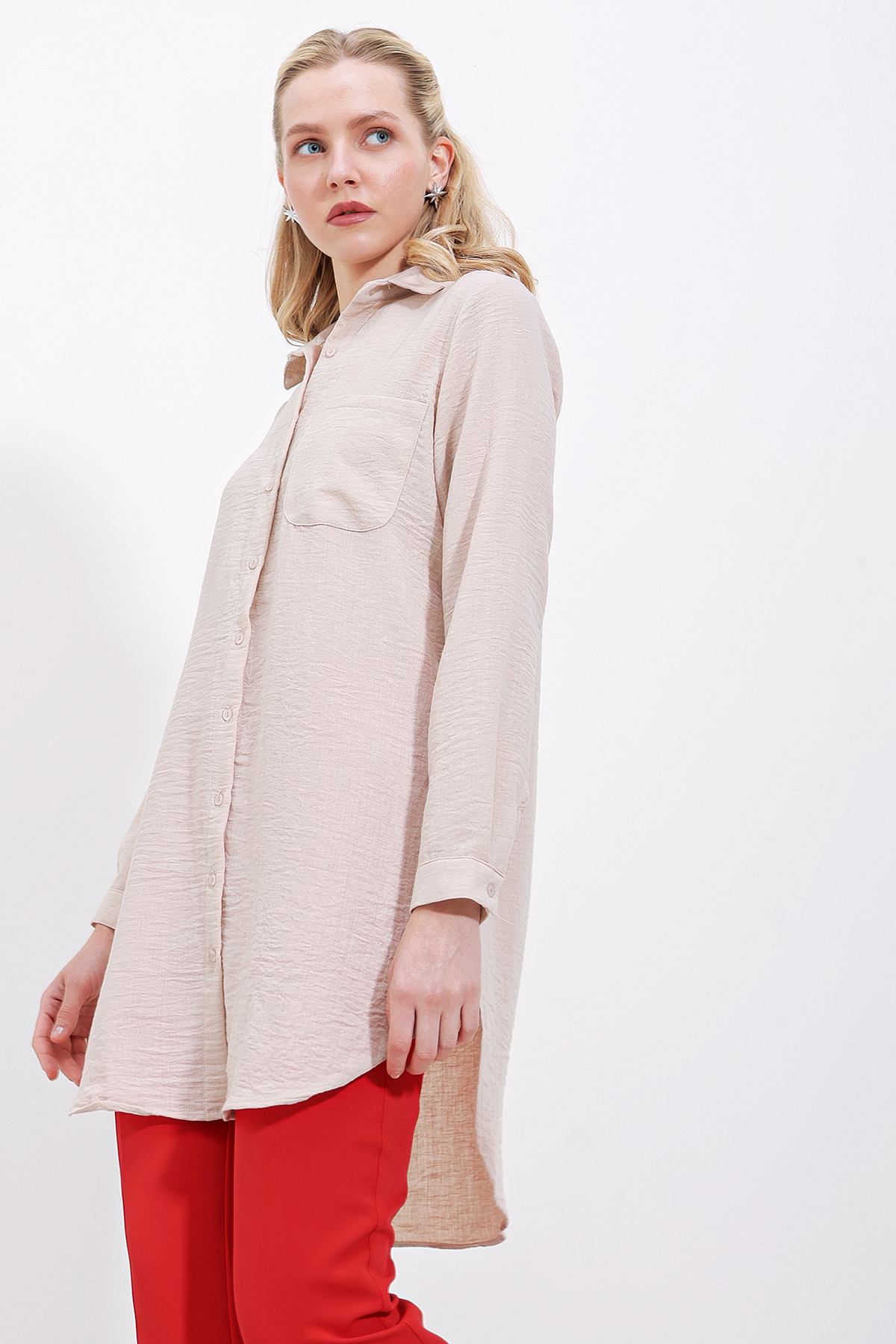 Bigdart-5880 Single Pocket Shirt Tunika – krémová 2