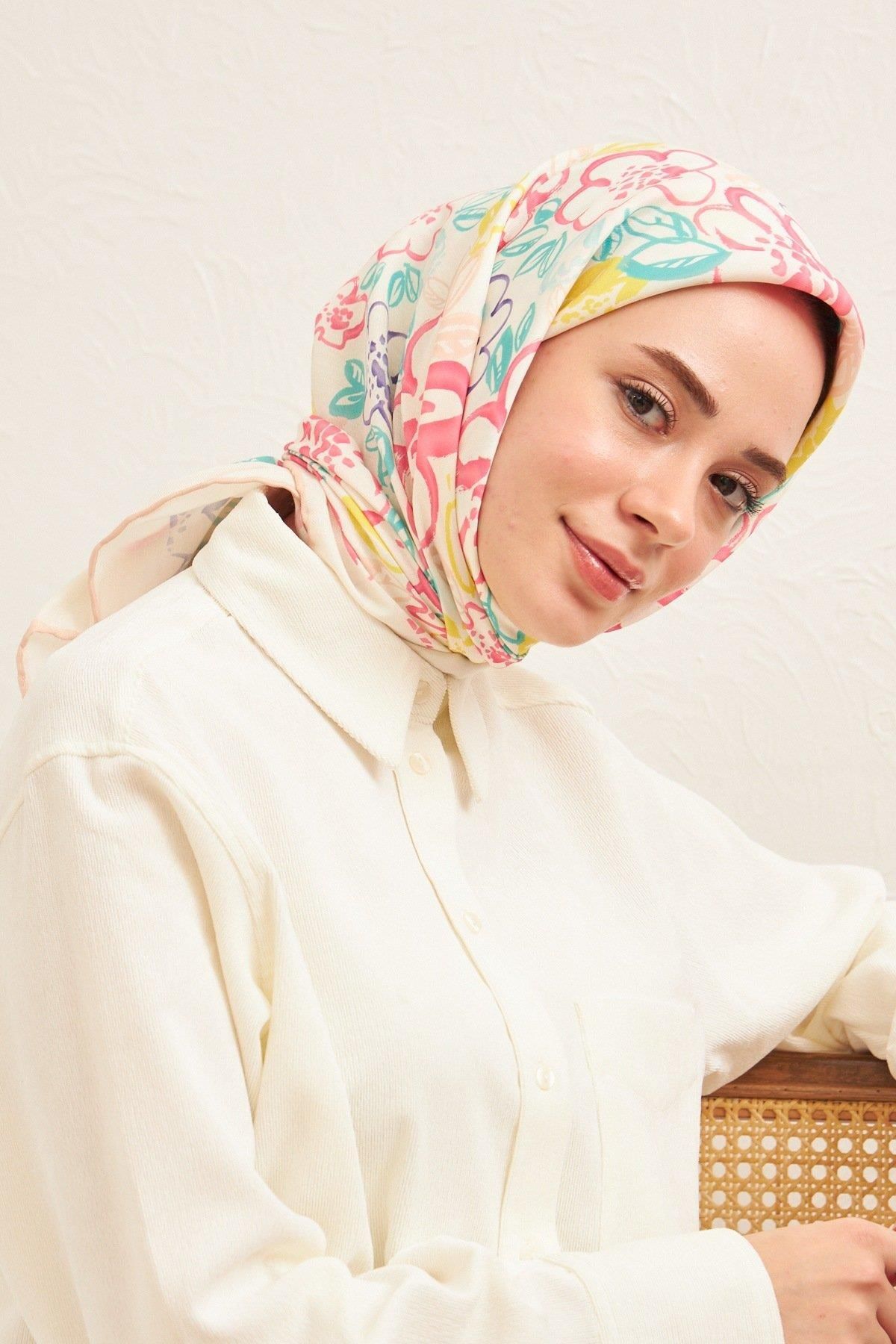 İpekhan-Pastel Pink Cotton Viscose Scarf Model 1