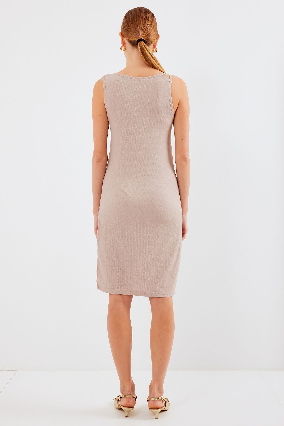 Bigdart-2496 Model Biscuit Knitted Dress with Chain Detail 6