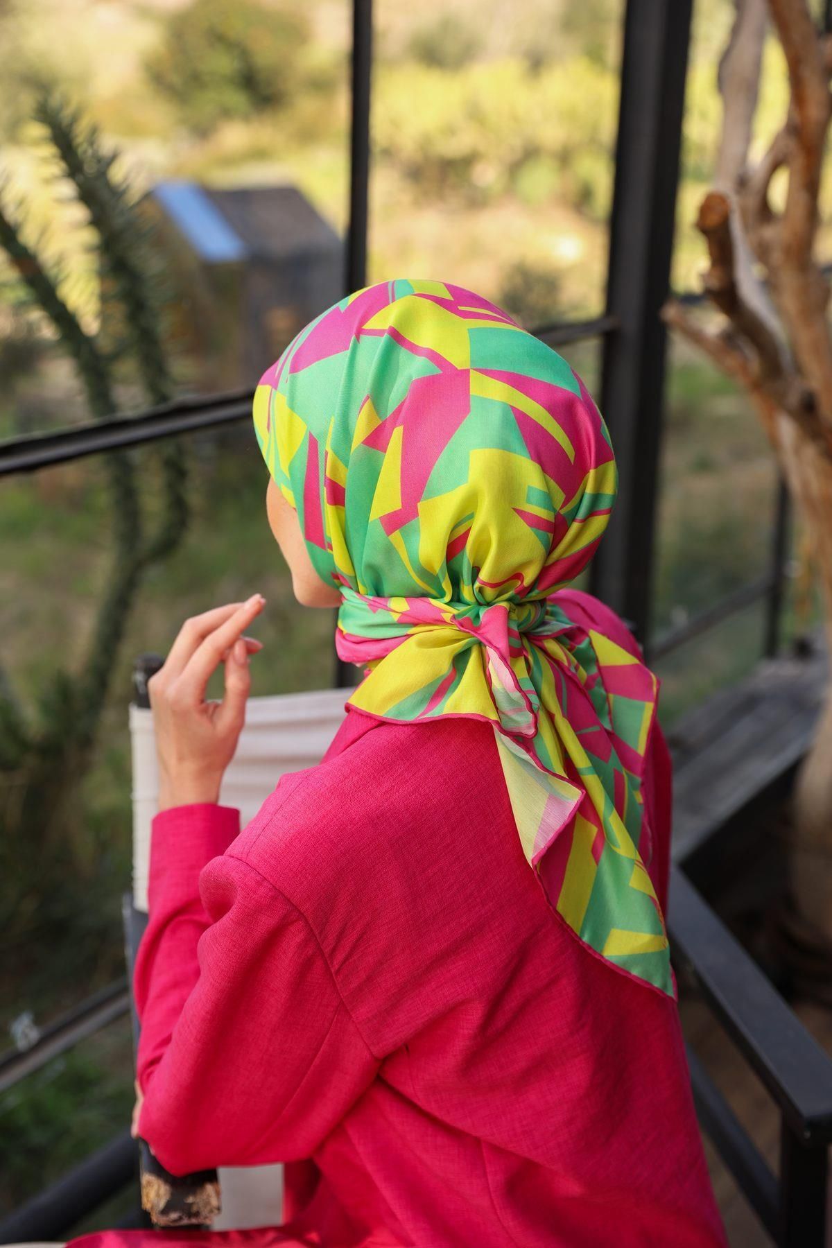 İpekhan-Canvas Pattern Soft Scarf Navy Blue 1164-12 3