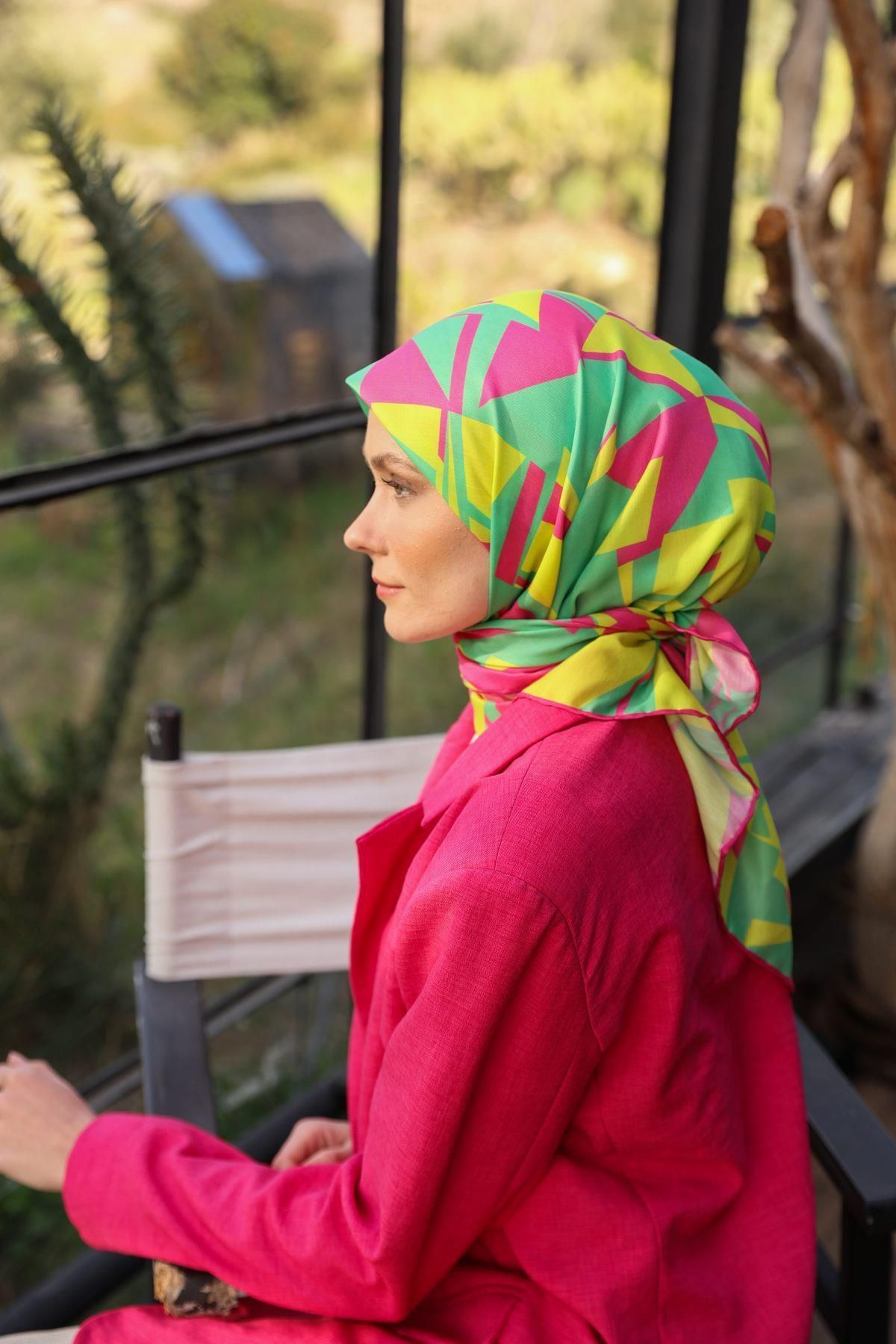İpekhan-Canvas Pattern Soft Scarf Navy Blue 1164-12 2
