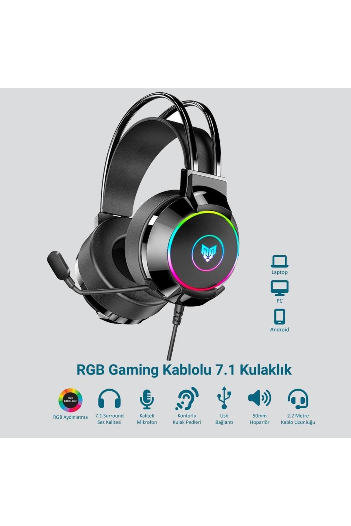 Blueforce Hero 7.1 Usb Rgb Aydınlatmalı Mikrofonlu Gaming Oyuncu Kulaklığı-4