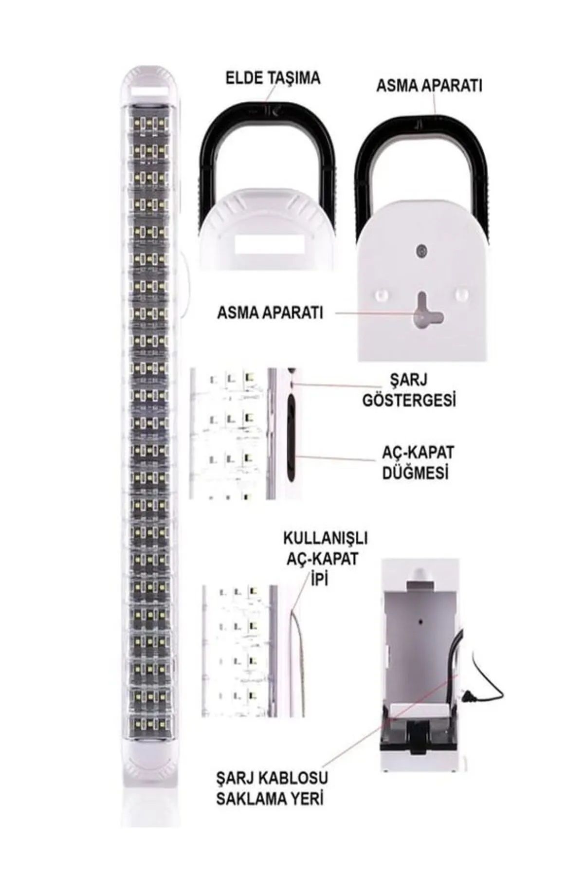 69 Led Şarjlı Işıldak - Led Acil Aydınlatma - Ledli Kamp Lambası - 2