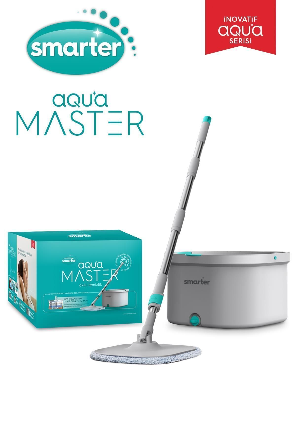 Aqua Master Temiz & Kirli Suyu Ayırma Özelliği Otomatik Temizlik Seti Mop Paspas