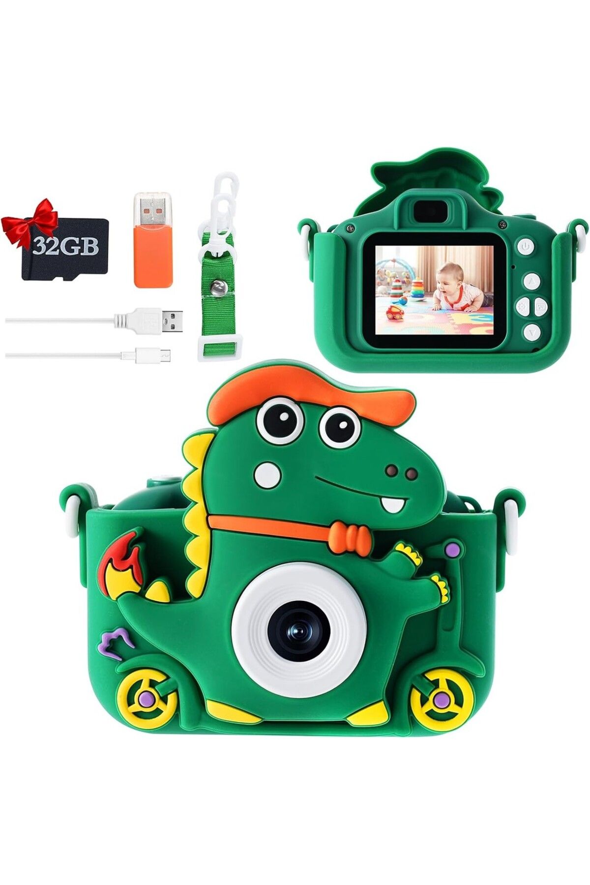 Çocuk Kamerası, 1080P, 2.0 İnç Ekran, 32 GB SD Kartlı