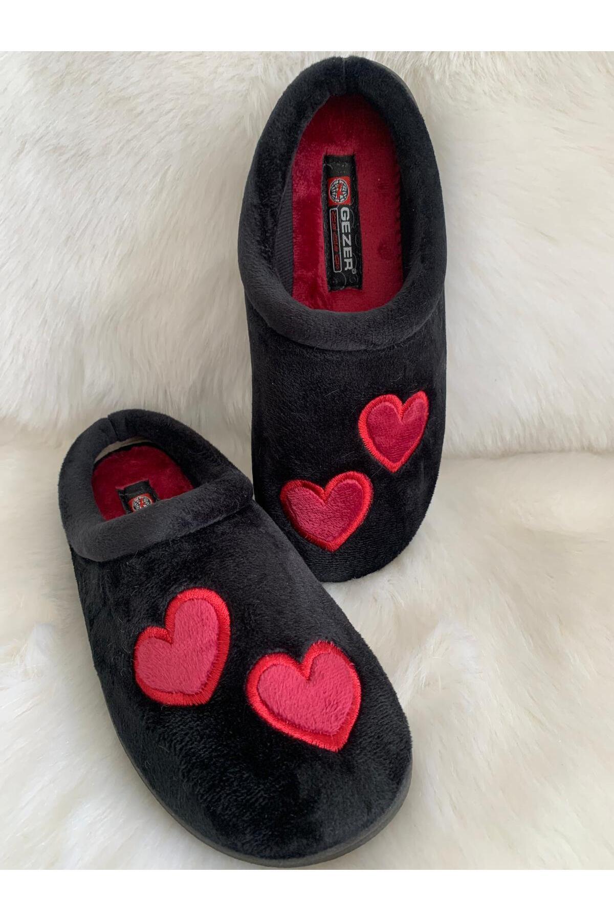 گزر دمپایی زنانه زمستانی طرح قلب خاکستری برای مهمان و منزل