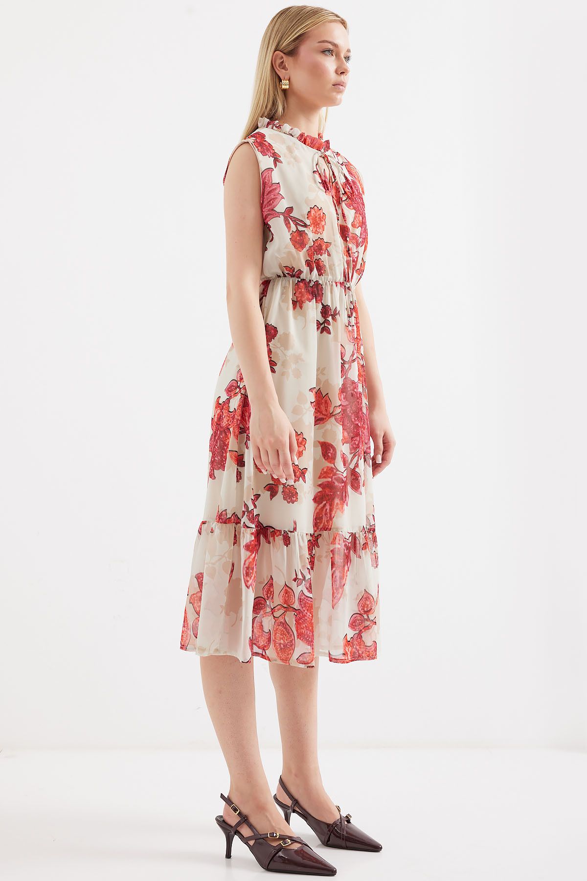 Bigdart-2503 Rochie din Sifon Model Rodie - Maneca Zero 4