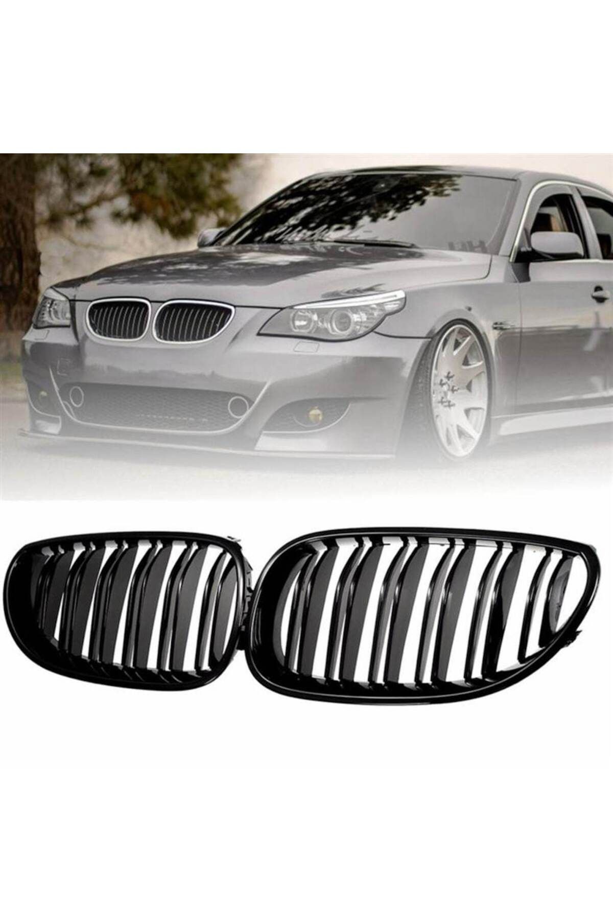 AEM Autogp Bmw E60 M5 Ön Böbrek Panjur Piano Black 2003 - 2009 Çift Tırnak