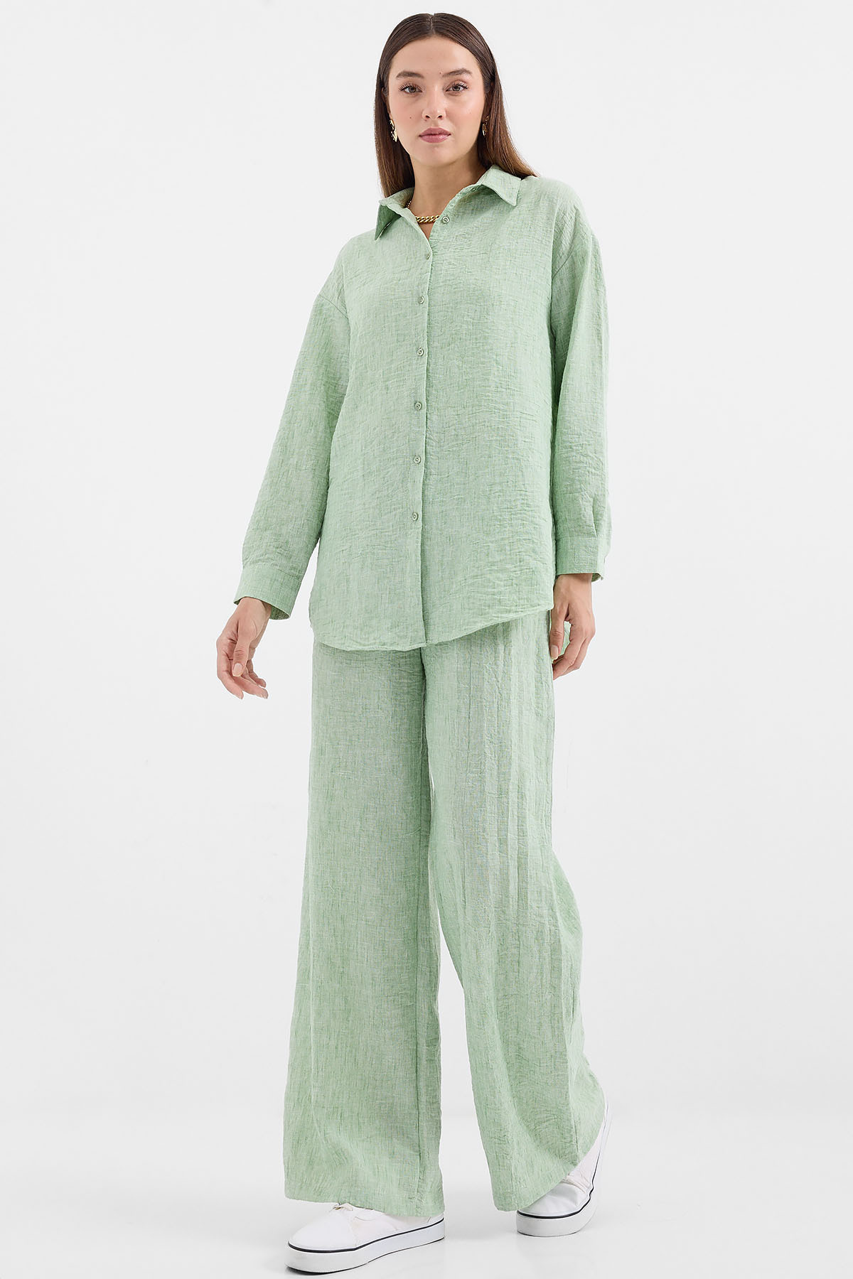 Bigdart-6671 model - Çağla Double Oversize Linen Set 4