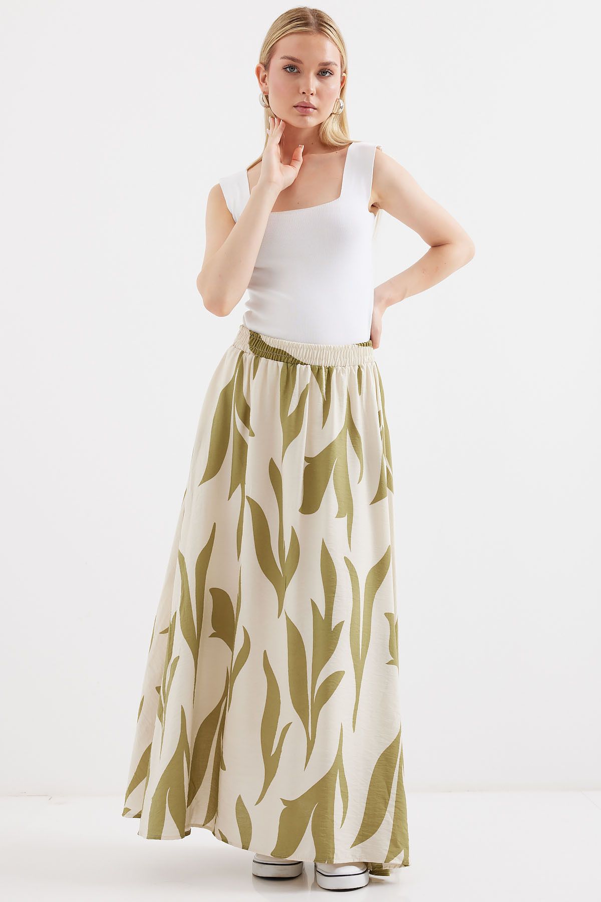 Bigdart-Çağla - 8028 Patterned Long Skirt 4