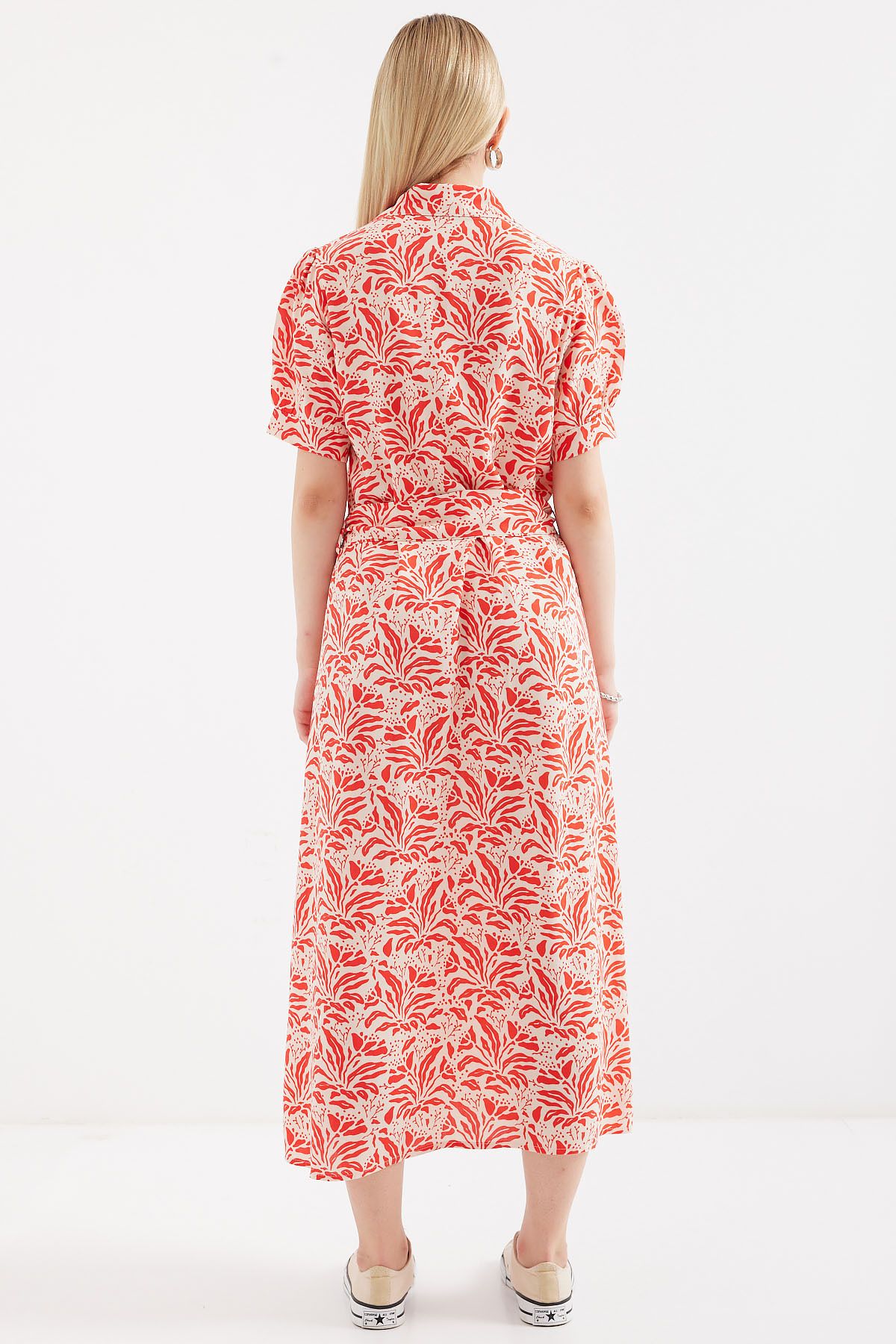 Bigdart-2213 Model Red Viscose Short Sleeve Dress 5