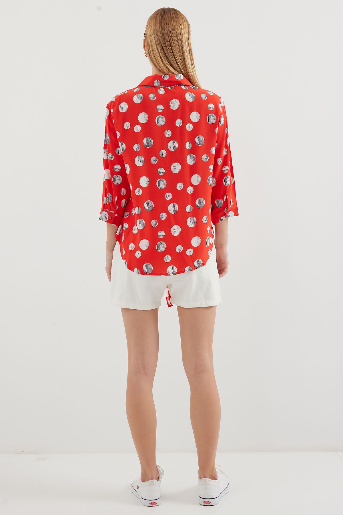 Bigdart-20243 Red Patterned Front Tie Shirt 5