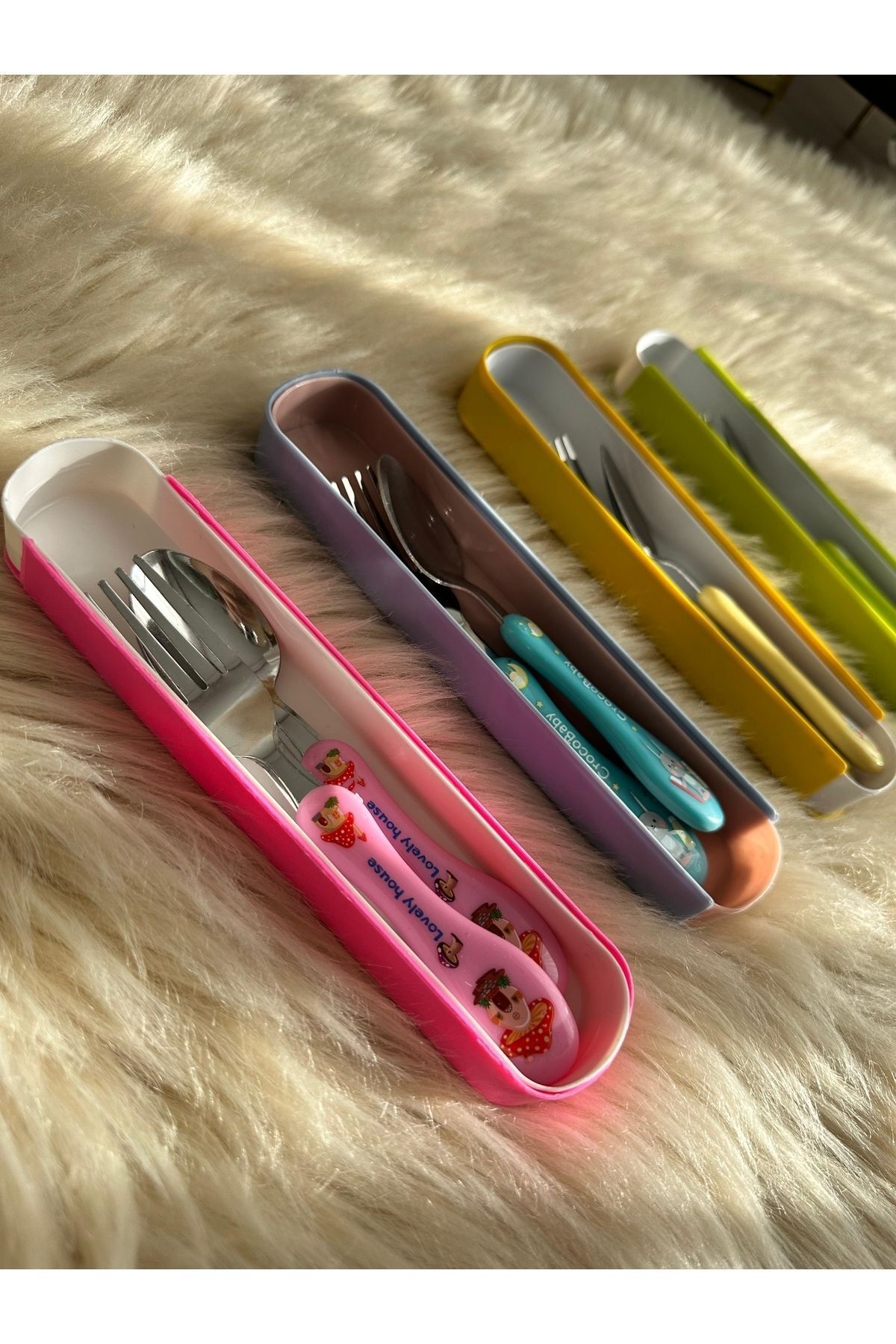 Duffa-Stainless Steel Dinner Spoon Fork Set Cute Boxed Spoon Fork Set Children Baby Spoon Fork Set 3