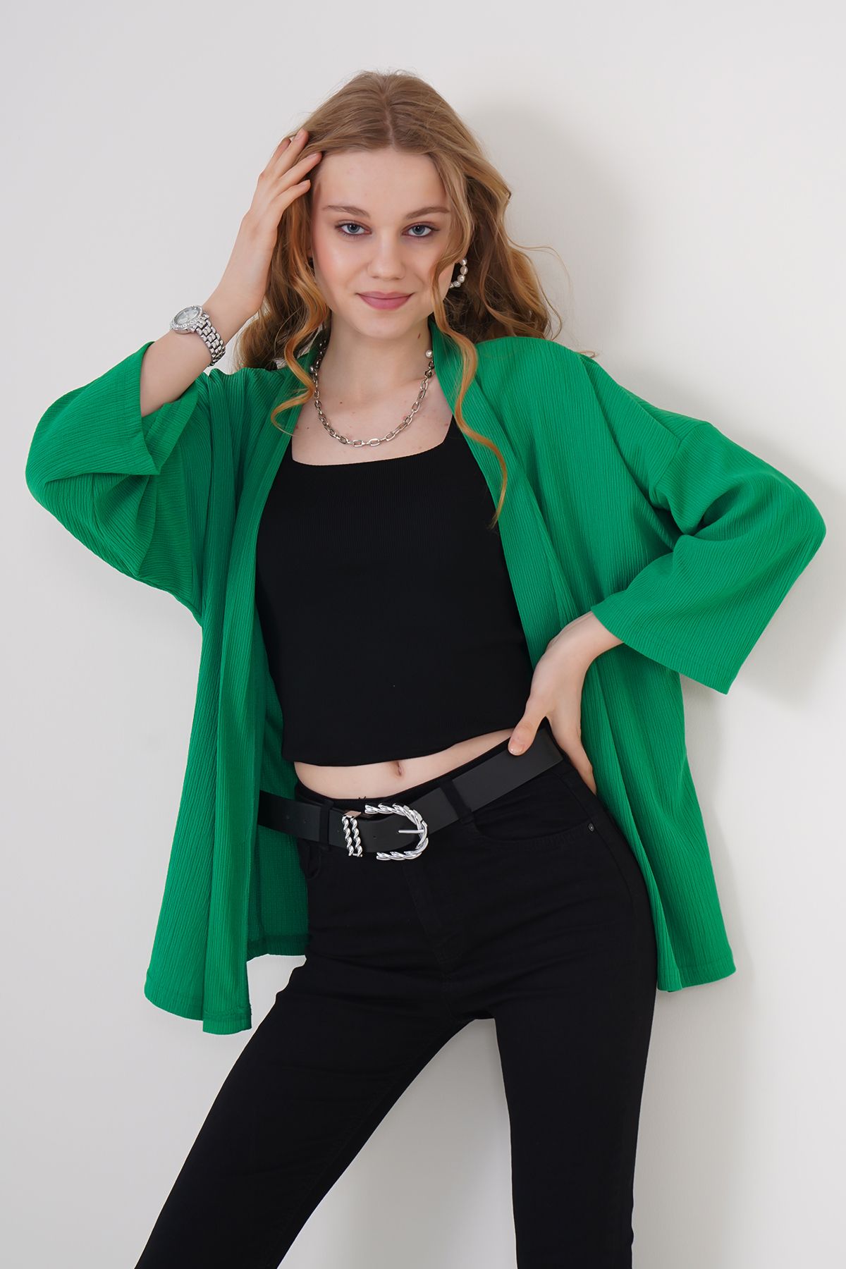 Bigdart 5862 Kimono Dziane - Zielone Kobieta - 40